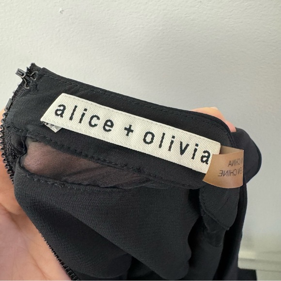 Alice + Olivia Frances Flared Mini Dress Size 4 Black - Picture 12 of 13